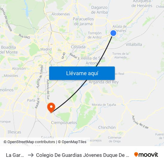 La Garena to Colegio De Guardias Jóvenes Duque De Ahumada map