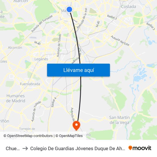Chueca to Colegio De Guardias Jóvenes Duque De Ahumada map