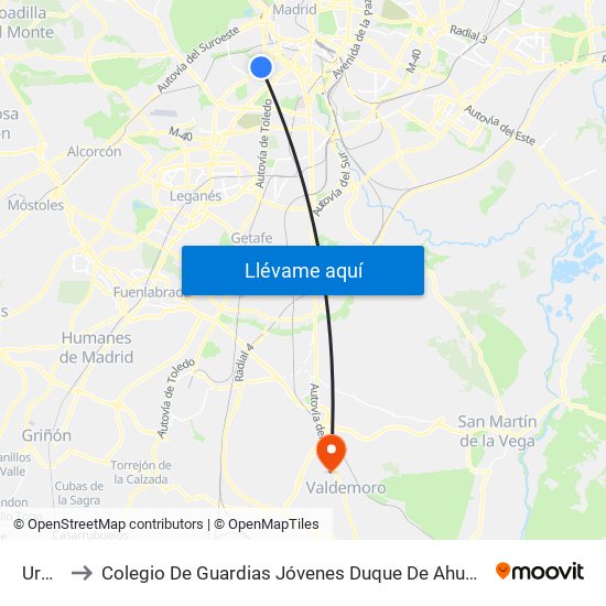 Urgel to Colegio De Guardias Jóvenes Duque De Ahumada map