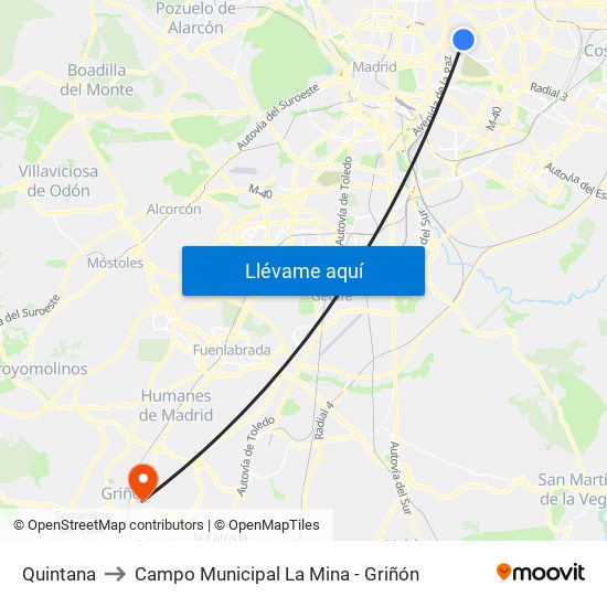 Quintana to Campo Municipal La Mina - Griñón map