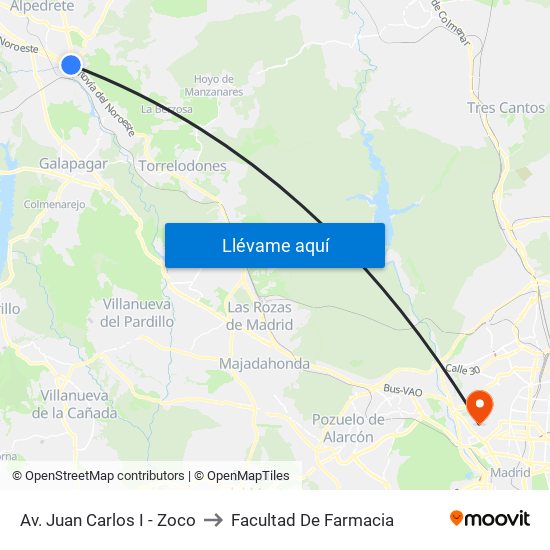 Av. Juan Carlos I - Zoco to Facultad De Farmacia map