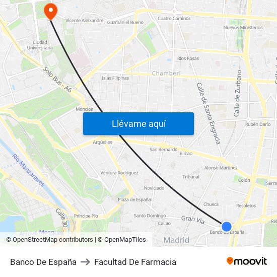 Banco De España to Facultad De Farmacia map