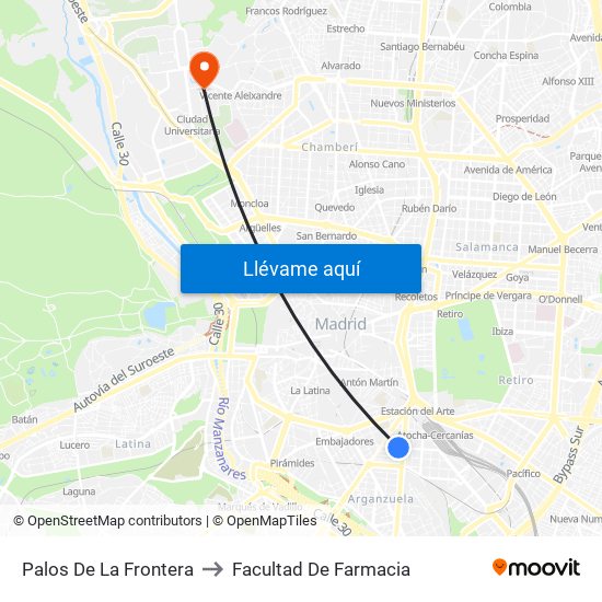 Palos De La Frontera to Facultad De Farmacia map
