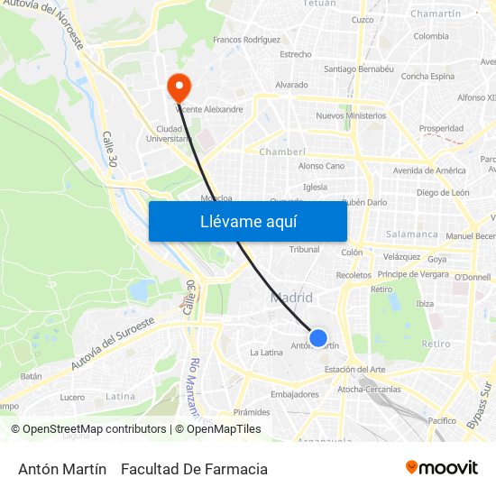 Antón Martín to Facultad De Farmacia map