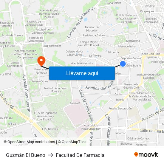 Guzmán El Bueno to Facultad De Farmacia map