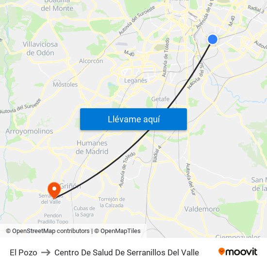 El Pozo to Centro De Salud De Serranillos Del Valle map