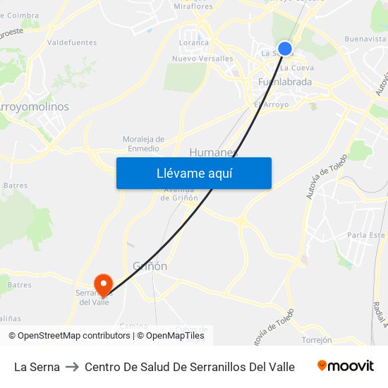 La Serna to Centro De Salud De Serranillos Del Valle map