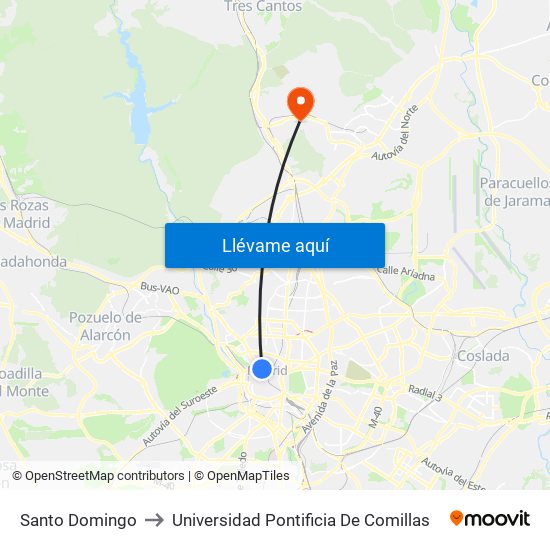 Santo Domingo to Universidad Pontificia De Comillas map