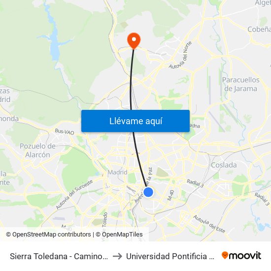 Sierra Toledana - Camino Valderribas to Universidad Pontificia De Comillas map