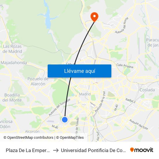 Plaza De La Emperatriz to Universidad Pontificia De Comillas map