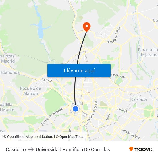 Cascorro to Universidad Pontificia De Comillas map