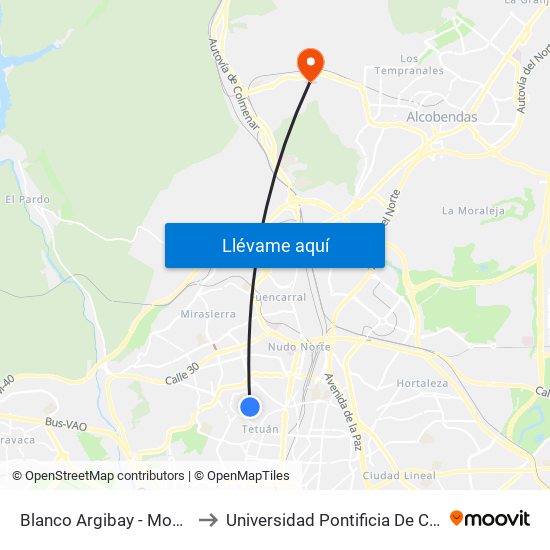 Blanco Argibay - Moquetas to Universidad Pontificia De Comillas map