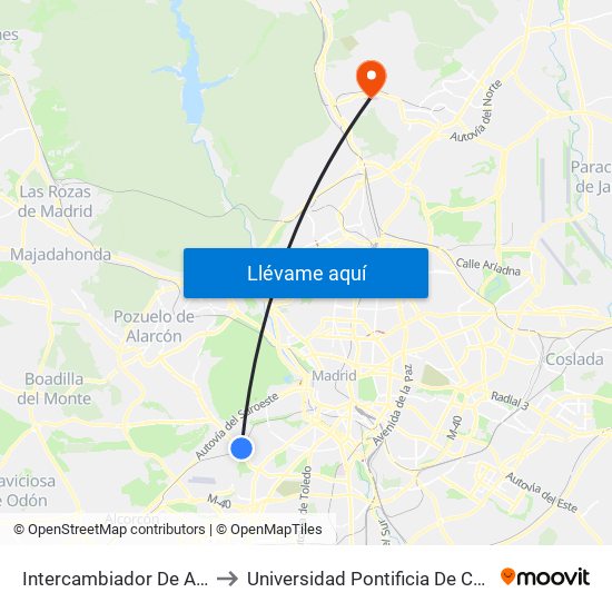 Intercambiador De Aluche to Universidad Pontificia De Comillas map