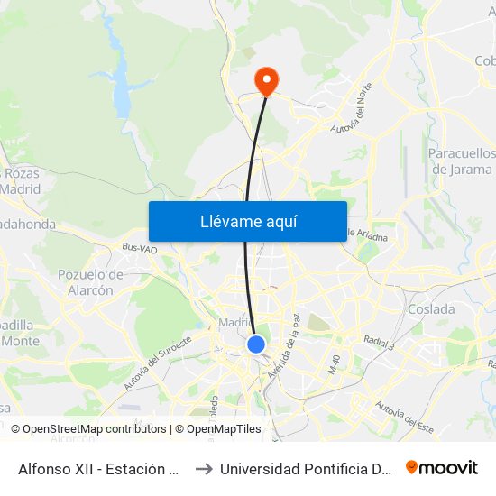 Alfonso XII - Estación De Atocha to Universidad Pontificia De Comillas map