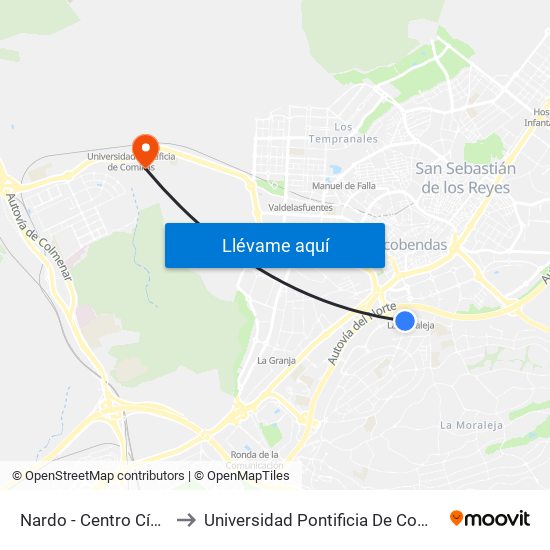Nardo - Centro Cívico to Universidad Pontificia De Comillas map
