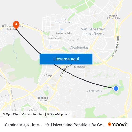 Camino Viejo - Intergolf to Universidad Pontificia De Comillas map