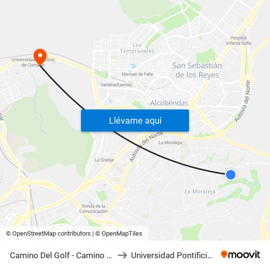 Camino Del Golf - Camino De Mesoncillos to Universidad Pontificia De Comillas map