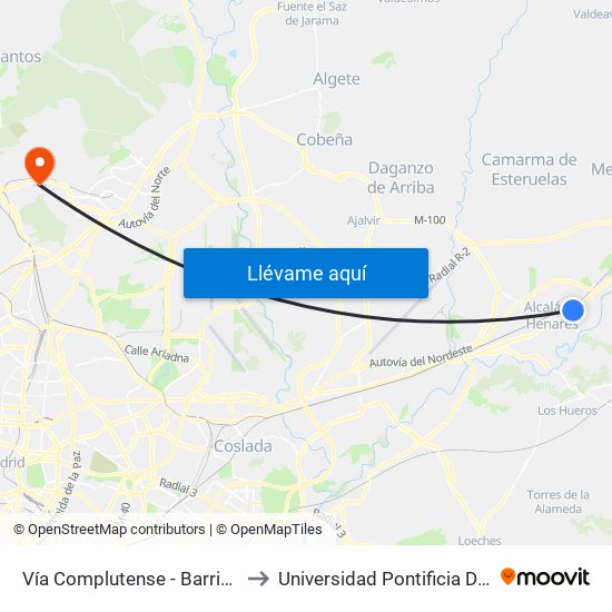 Vía Complutense - Barrio Ledesma to Universidad Pontificia De Comillas map