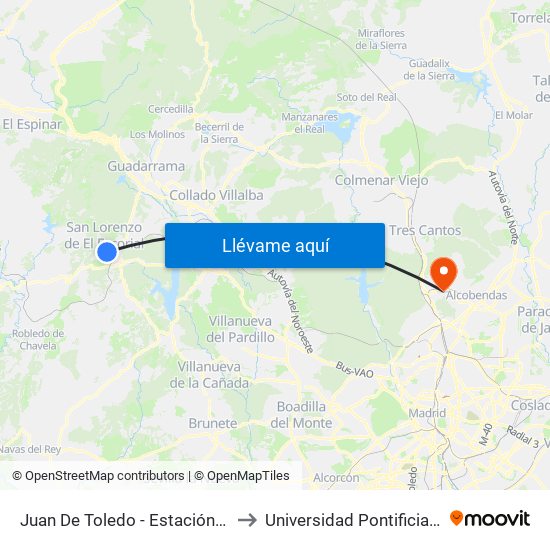 Juan De Toledo - Estación De Autobuses to Universidad Pontificia De Comillas map