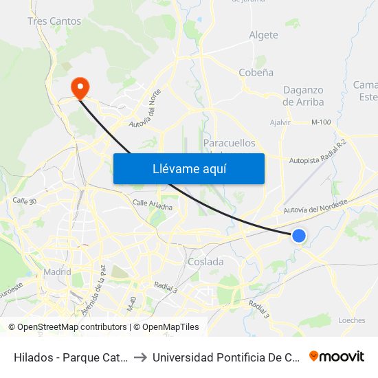 Hilados - Parque Cataluña to Universidad Pontificia De Comillas map