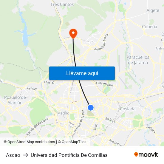 Ascao to Universidad Pontificia De Comillas map