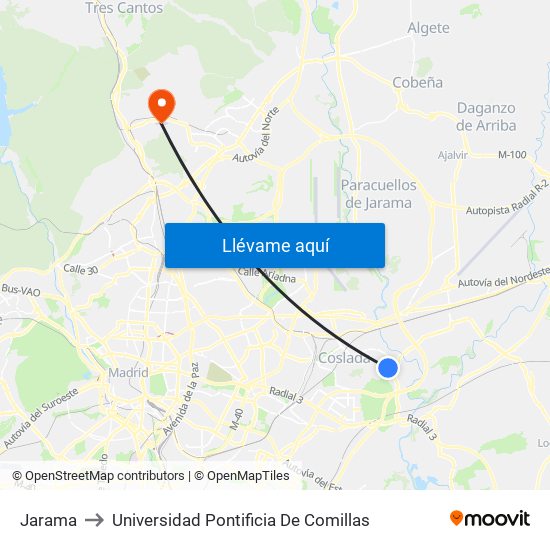 Jarama to Universidad Pontificia De Comillas map