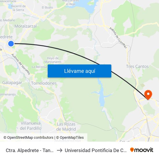 Ctra. Alpedrete - Tanatorio to Universidad Pontificia De Comillas map
