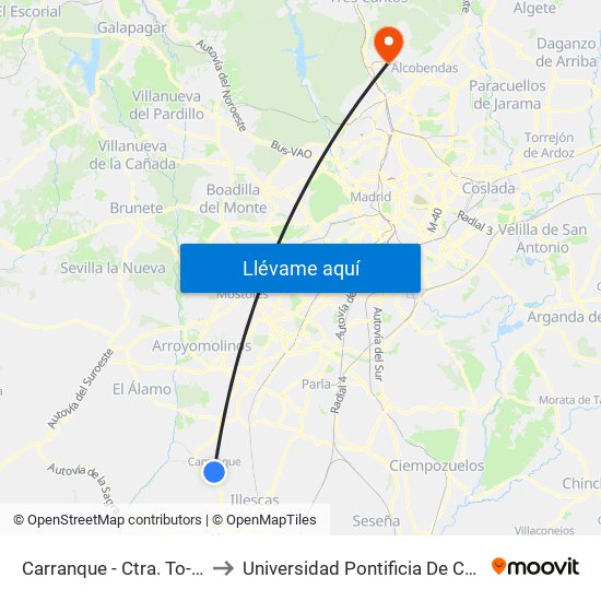 Carranque - Ctra. To-2034 to Universidad Pontificia De Comillas map