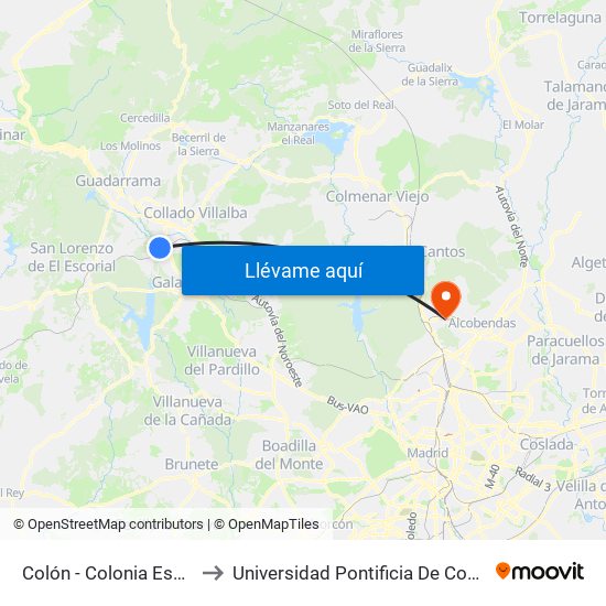 Colón - Colonia España to Universidad Pontificia De Comillas map