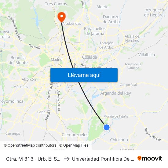 Ctra. M-313 - Urb. El Serranillo to Universidad Pontificia De Comillas map