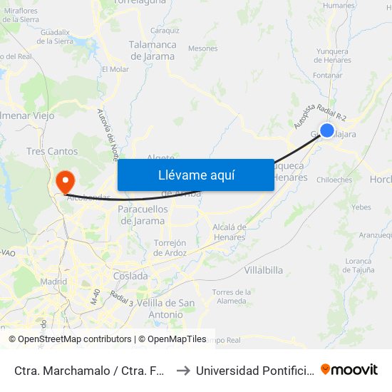 Ctra. Marchamalo / Ctra. Fontanar (Después) to Universidad Pontificia De Comillas map