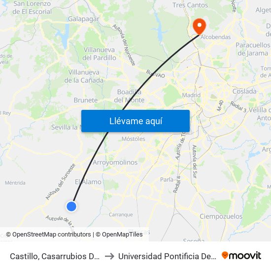 Castillo, Casarrubios Del Monte to Universidad Pontificia De Comillas map
