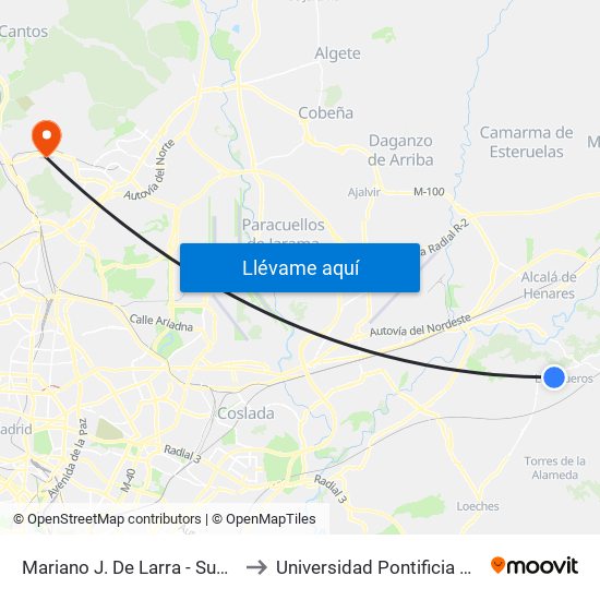 Mariano J. De Larra - Supermercado to Universidad Pontificia De Comillas map