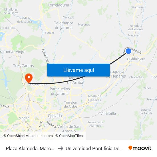 Plaza Alameda, Marchamalo to Universidad Pontificia De Comillas map