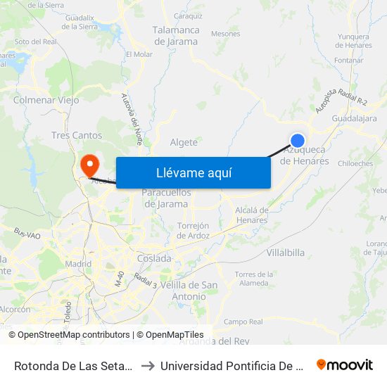 Rotonda De Las Setas, Quer to Universidad Pontificia De Comillas map