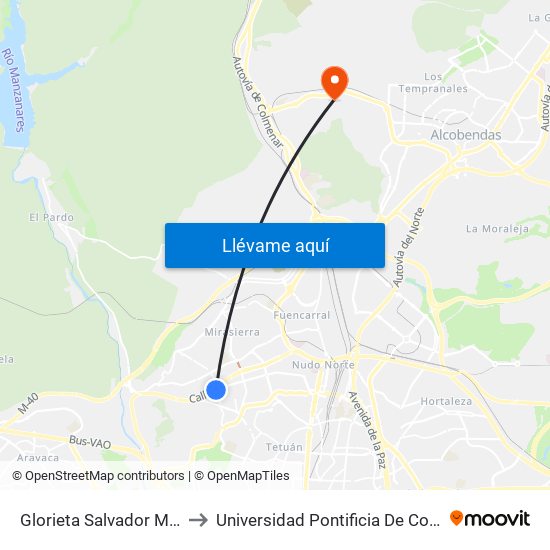 Glorieta Salvador Maella to Universidad Pontificia De Comillas map