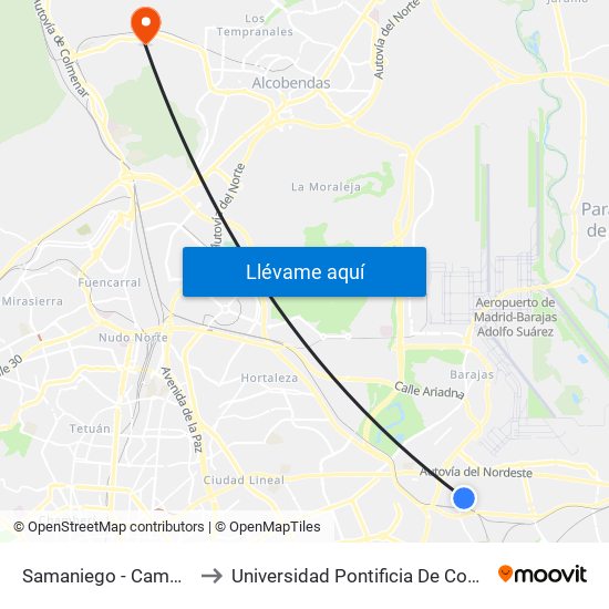 Samaniego - Campezo to Universidad Pontificia De Comillas map