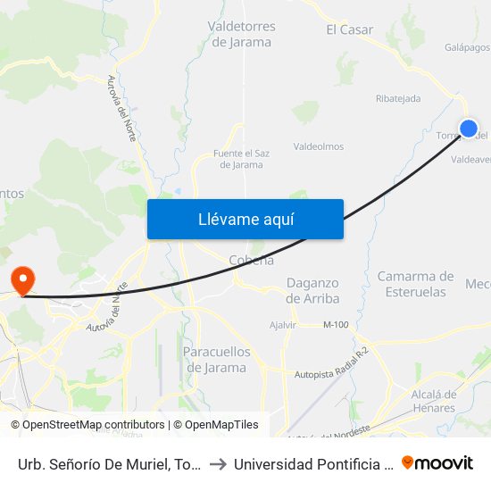 Urb. Señorío De Muriel, Torrejón Del Rey to Universidad Pontificia De Comillas map