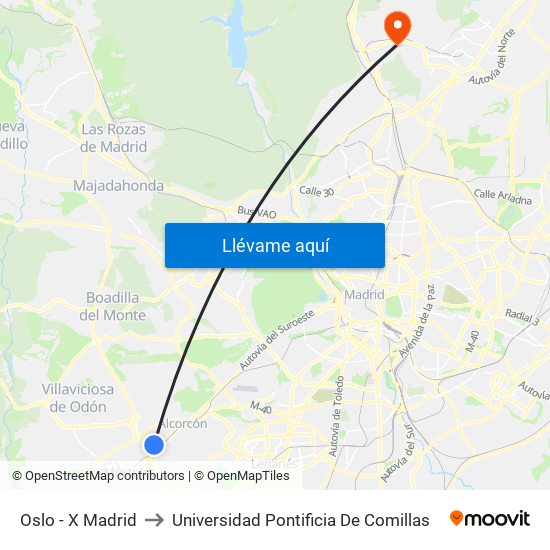Oslo - X Madrid to Universidad Pontificia De Comillas map