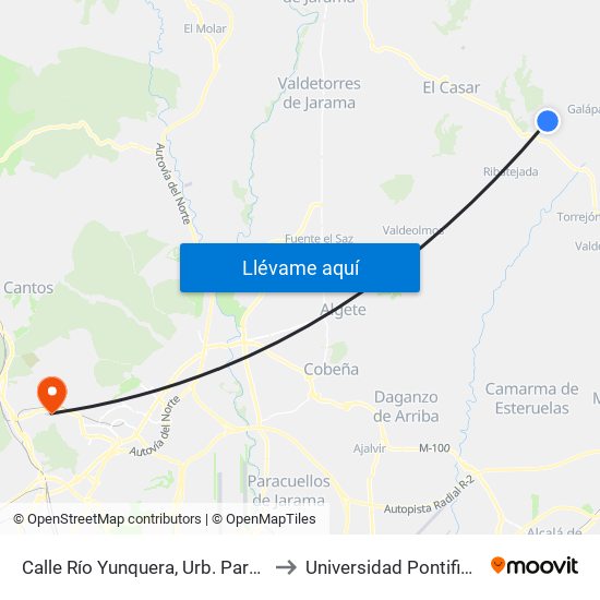 Calle Río Yunquera, Urb. Parque De Las Castillas to Universidad Pontificia De Comillas map