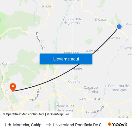 Urb. Montelar, Galápagos to Universidad Pontificia De Comillas map