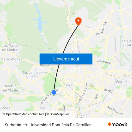 Surbatán to Universidad Pontificia De Comillas map