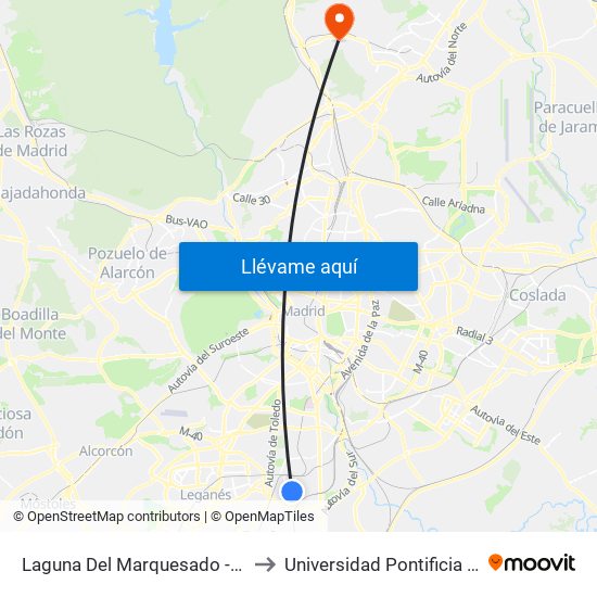 Laguna Del Marquesado - Real De Pinto to Universidad Pontificia De Comillas map