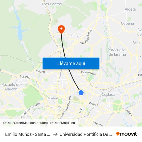 Emilio Muñoz - Santa Leonor to Universidad Pontificia De Comillas map