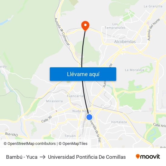 Bambú - Yuca to Universidad Pontificia De Comillas map