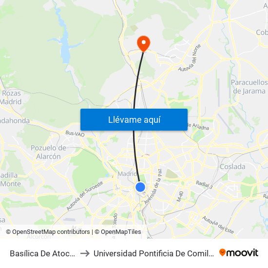 Basílica De Atocha to Universidad Pontificia De Comillas map