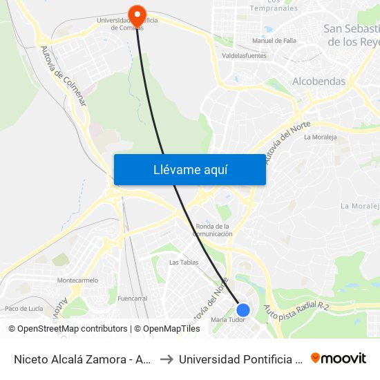 Niceto Alcalá Zamora - Ana De Austria to Universidad Pontificia De Comillas map