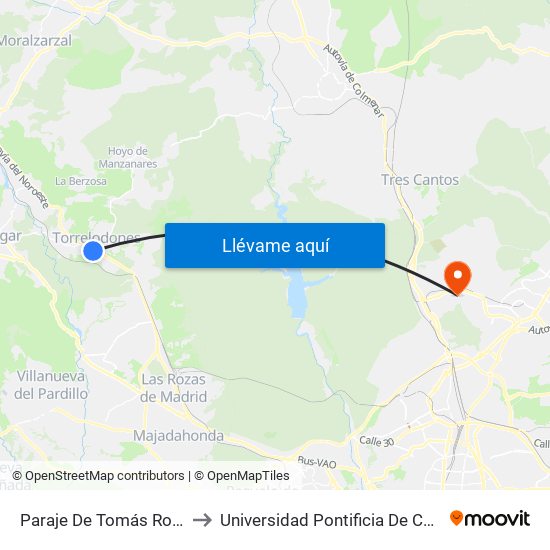 Paraje De Tomás Romera to Universidad Pontificia De Comillas map