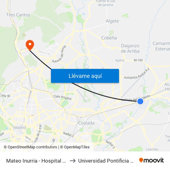 Mateo Inurria - Hospital De Torrejón to Universidad Pontificia De Comillas map