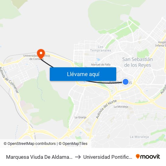 Marquesa Viuda De Aldama - N.ª Sra. Del Pilar to Universidad Pontificia De Comillas map